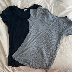TWO BASIC RIBBED TSHIRTS